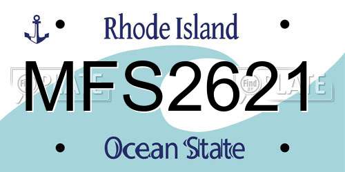 MFS2621 Rhode Island License Plate