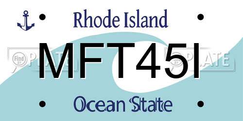 MFT45I Rhode Island License Plate