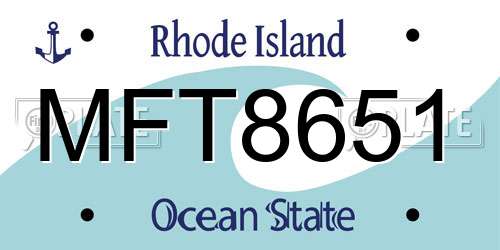 MFT8651 Rhode Island License Plate