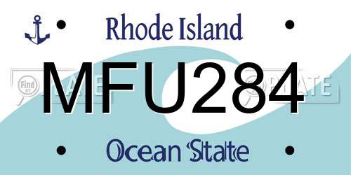 MFU284 Rhode Island License Plate