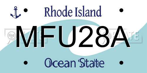MFU28A Rhode Island License Plate