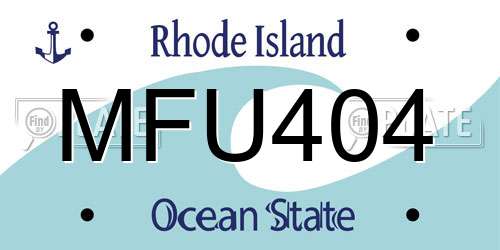MFU404 Rhode Island License Plate