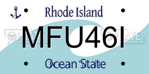 MFU46I Rhode Island License Plate