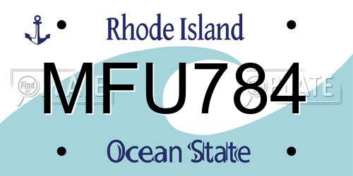 MFU784 Rhode Island License Plate