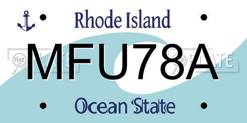 MFU78A Rhode Island License Plate