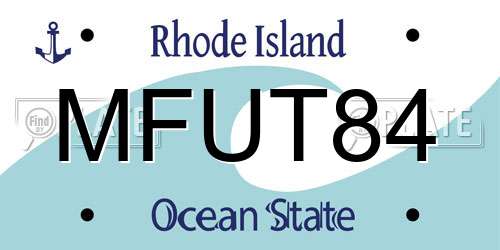 MFUT84 Rhode Island License Plate