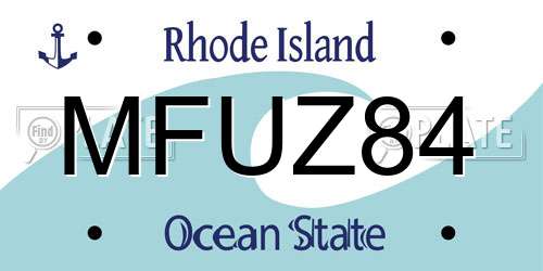 MFUZ84 Rhode Island License Plate