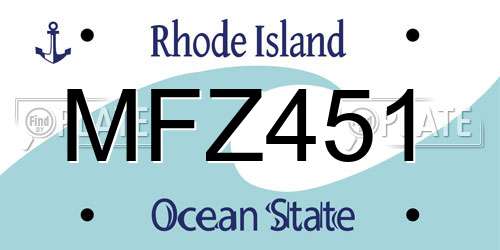 MFZ451 Rhode Island License Plate