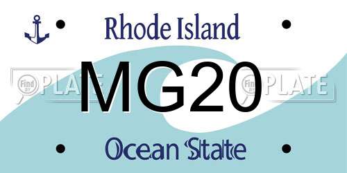 MG20 Rhode Island License Plate