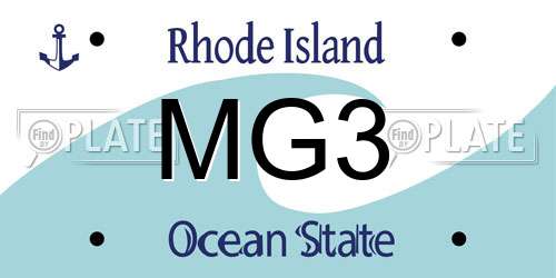 MG3 Rhode Island License Plate