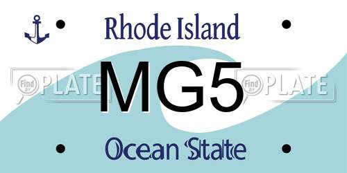 MG5 Rhode Island License Plate
