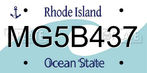 MG5B437 Rhode Island License Plate
