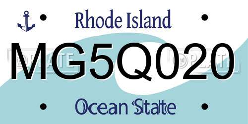 MG5Q020 Rhode Island License Plate