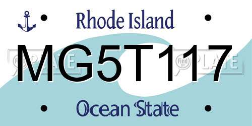 MG5T117 Rhode Island License Plate