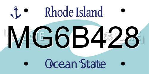 MG6B428 Rhode Island License Plate