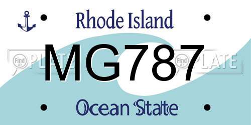 MG787 Rhode Island License Plate