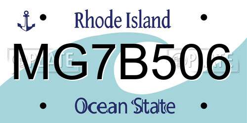 MG7B506 Rhode Island License Plate