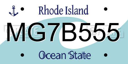 MG7B555 Rhode Island License Plate