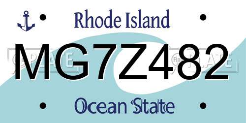 MG7Z482 Rhode Island License Plate