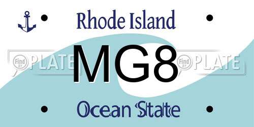 MG8 Rhode Island License Plate