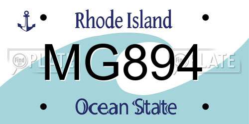 MG894 Rhode Island License Plate