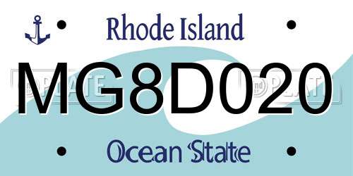 MG8D020 Rhode Island License Plate