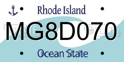MG8D070 Rhode Island License Plate