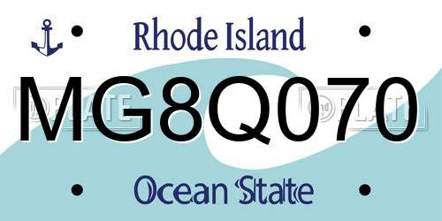 MG8Q070 Rhode Island License Plate