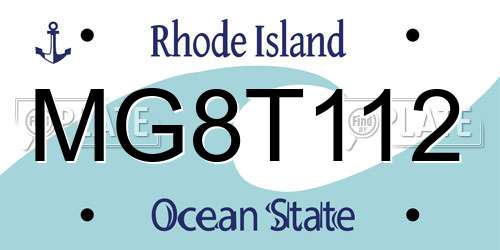 MG8T112 Rhode Island License Plate