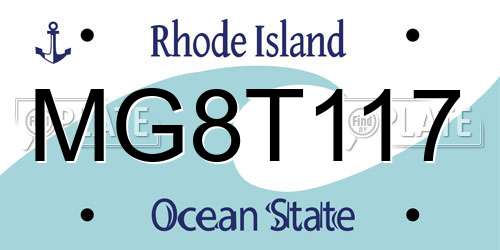 MG8T117 Rhode Island License Plate
