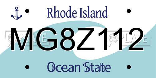 MG8Z112 Rhode Island License Plate