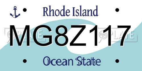 MG8Z117 Rhode Island License Plate