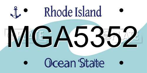 MGA5352 Rhode Island License Plate