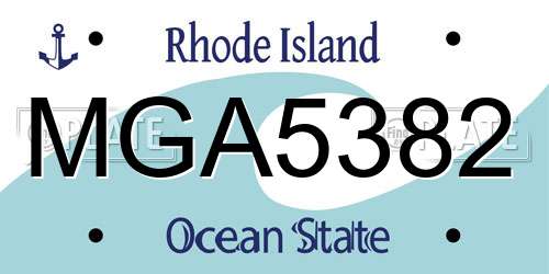 MGA5382 Rhode Island License Plate
