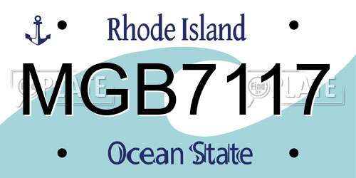 MGB7117 Rhode Island License Plate