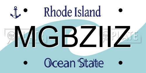 MGBZIIZ Rhode Island License Plate
