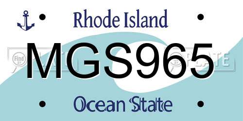 MGS965 Rhode Island License Plate