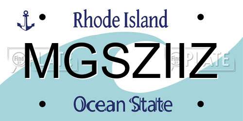 MGSZIIZ Rhode Island License Plate