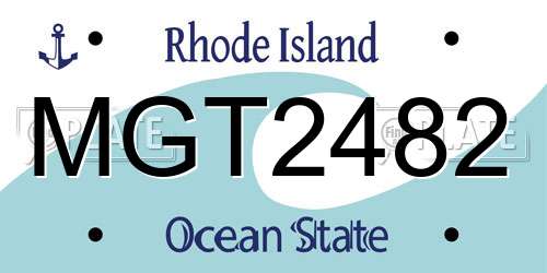 MGT2482 Rhode Island License Plate