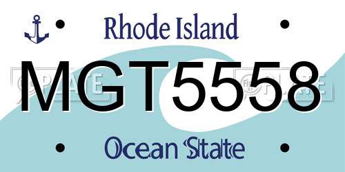 MGT5558 Rhode Island License Plate