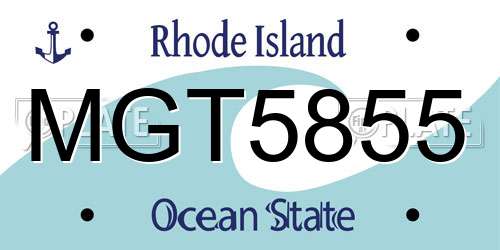 MGT5855 Rhode Island License Plate