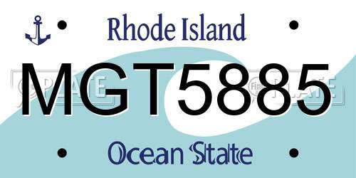 MGT5885 Rhode Island License Plate