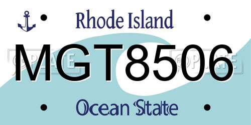 MGT8506 Rhode Island License Plate