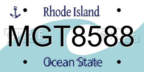 MGT8588 Rhode Island License Plate