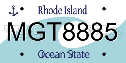 MGT8885 Rhode Island License Plate