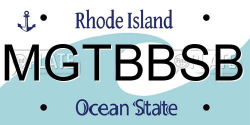 MGTBBSB Rhode Island License Plate