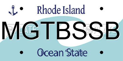 MGTBSSB Rhode Island License Plate