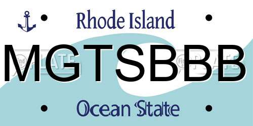 MGTSBBB Rhode Island License Plate