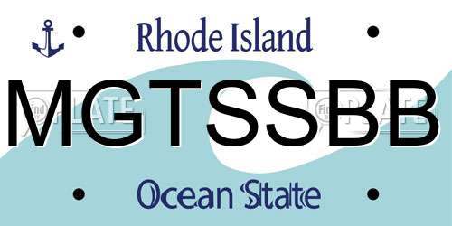 MGTSSBB Rhode Island License Plate