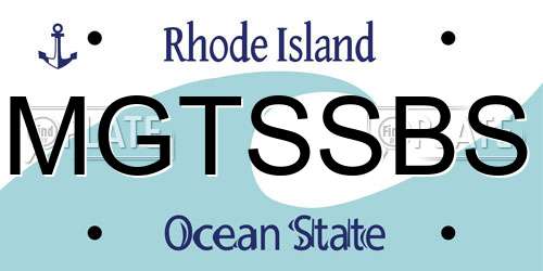 MGTSSBS Rhode Island License Plate